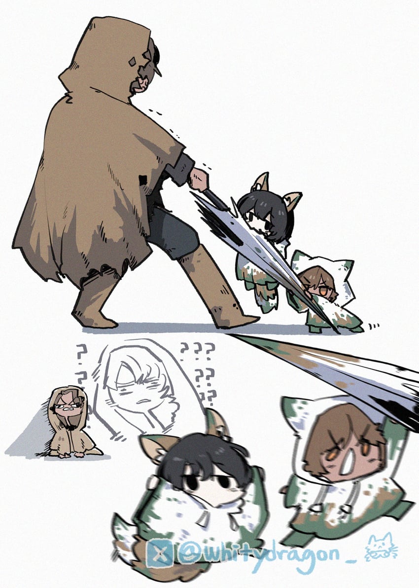 yi sang, heathcliff, and outis (project moon and 1 more) drawn by whitydragon