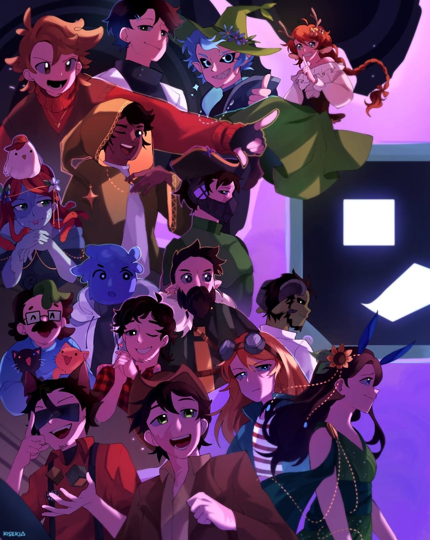 grian, goodtimeswithscar, geminitay, pearlescentmoon, zombiecleo, and 12 more (minecraft and 2 more) drawn by kisekiii_25