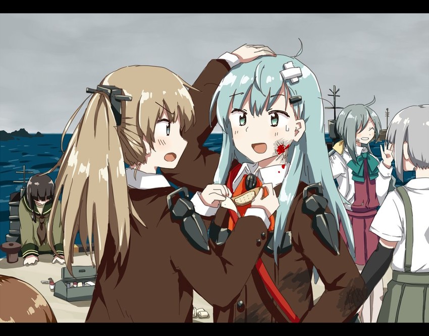 suzuya, kitakami, ooi, kasumi, kumano, and 1 more (kantai collection) drawn by any_(lucky_denver_mint)