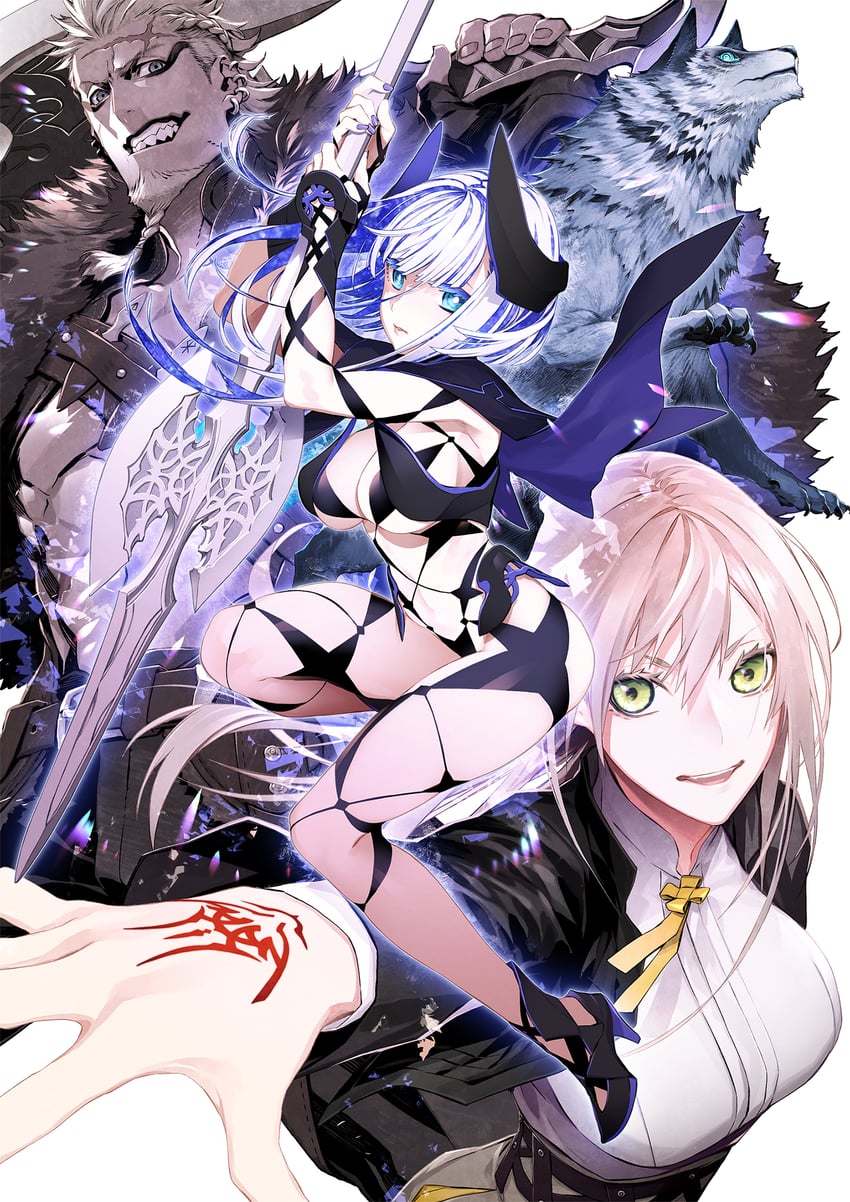 aslaug, ragnar lodbrok, and lemina eltfromm yggdmillennia (fate and 1 more) drawn by miwa_shirow