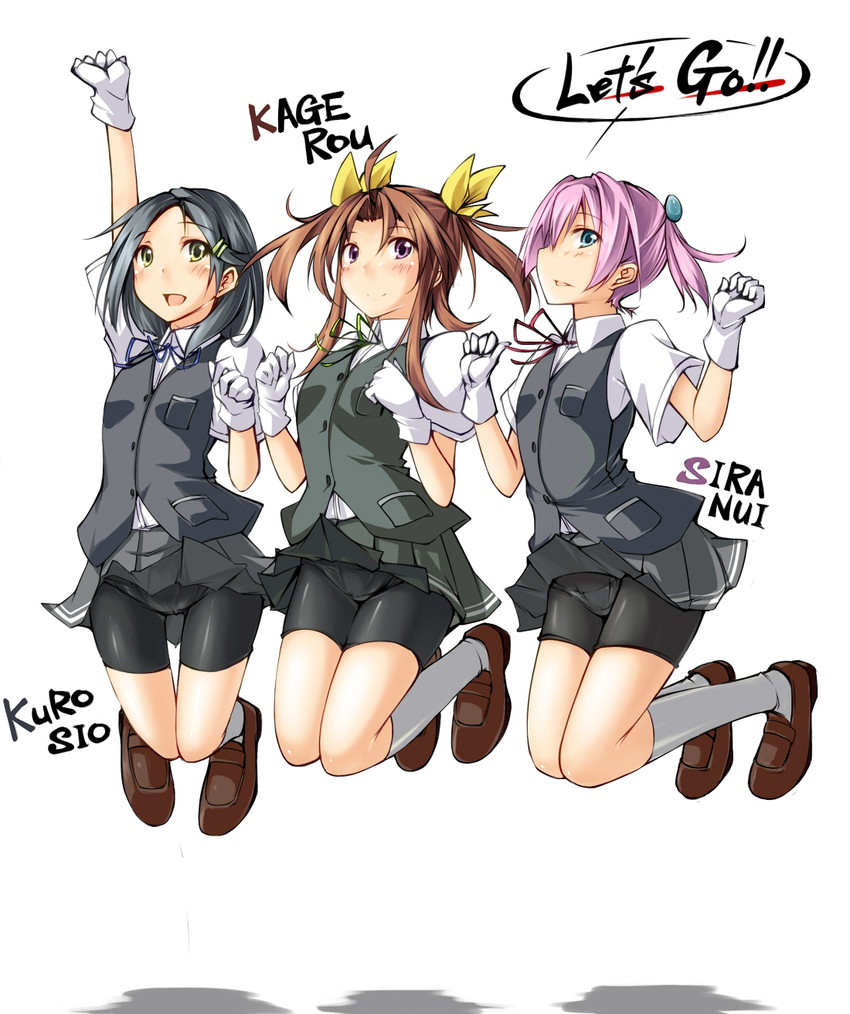 shiranui, kagerou, and kuroshio (kantai collection) drawn by kaminagi_(kaminagi-tei)