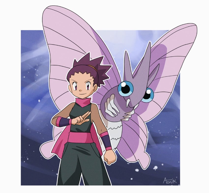 venomoth and janine (pokemon and 1 more) drawn by aonik