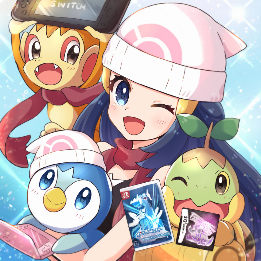 dawn, piplup, and chimchar (pokemon and 2 more) drawn by haru_(haruxxe)