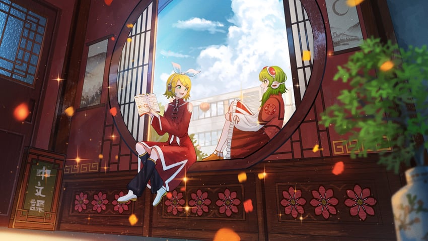 kagamine rin and gumi (vocaloid and 2 more) drawn by shuu_illust