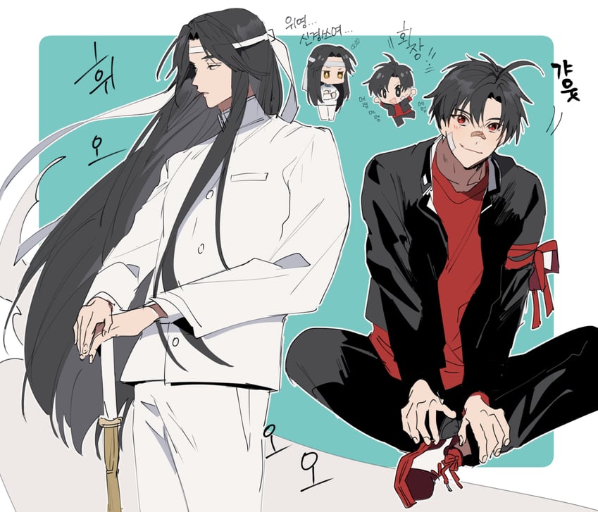 wei wuxian and lan wangji (modao zushi) drawn by eunram