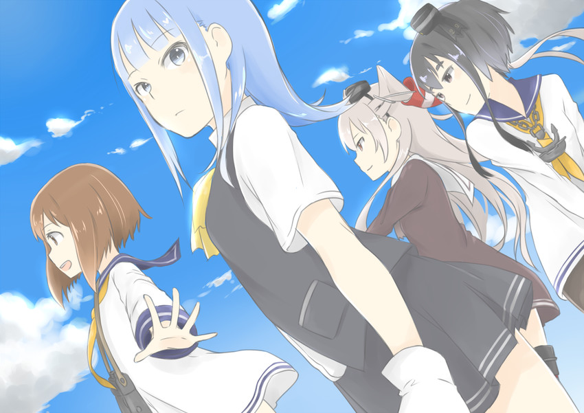amatsukaze, yukikaze, tokitsukaze, and hatsukaze (kantai collection) drawn by hamuzora