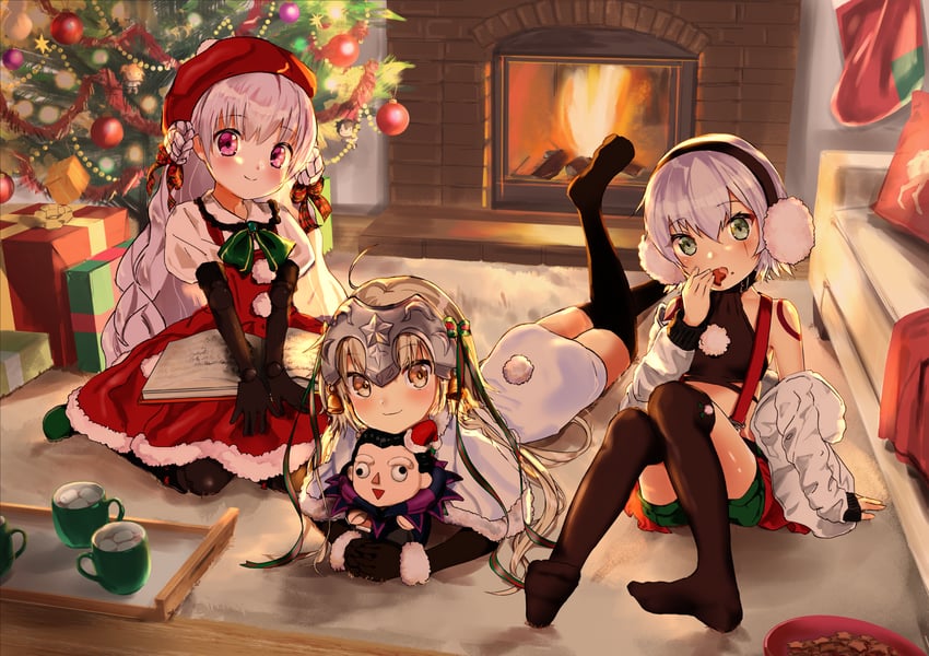 jack the ripper, jeanne d'arc alter santa lily, gilles de rais, and nursery rhyme (fate and 1 more) drawn by oota_(monokuro--02)