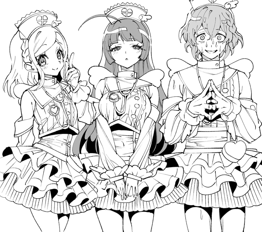 reona west, hojo sophy, and midorikaze fuwari (pretty series and 1 more) drawn by zashima