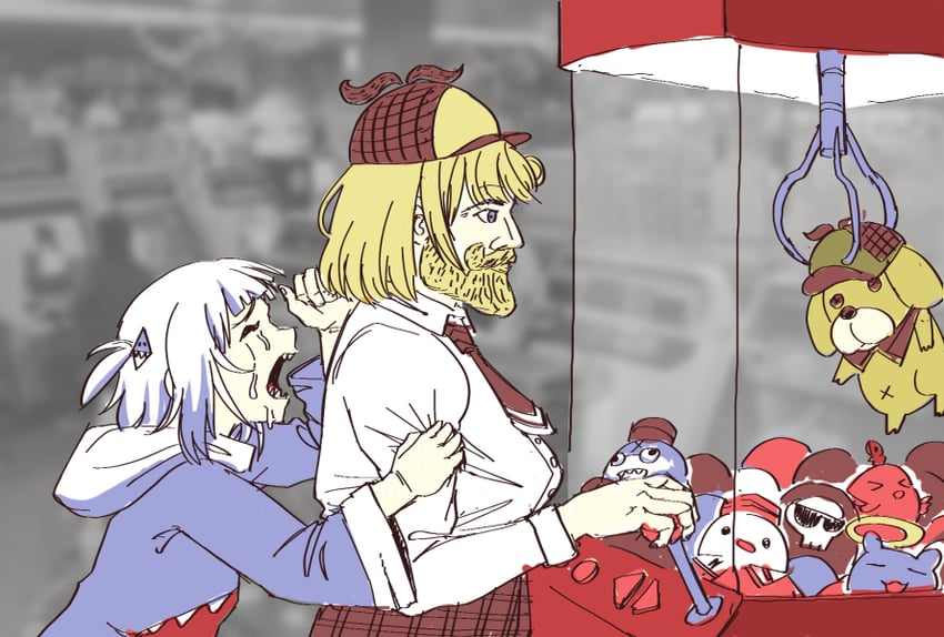 gawr gura, watson amelia, takodachi, bloop, bubba, and 2 more (hololive and 1 more) drawn by seffylocks
