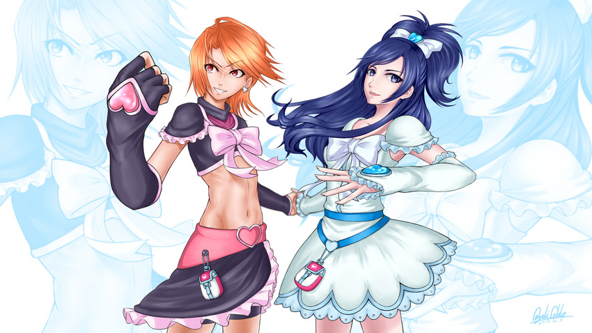 misumi nagisa, yukishiro honoka, cure black, and cure white (precure and 1 more) drawn by coyuki_cable