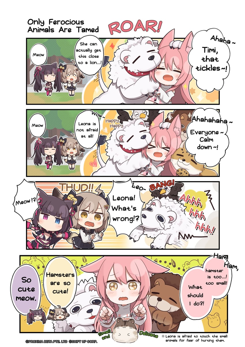 nero, leona, timi, and biscuit (goddess of victory: nikke) drawn by totatokeke