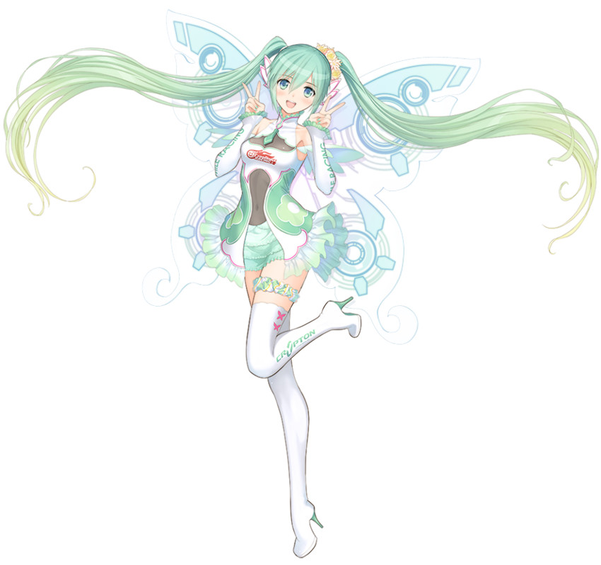 hatsune miku and racing miku (vocaloid and 2 more) drawn by tony_taka