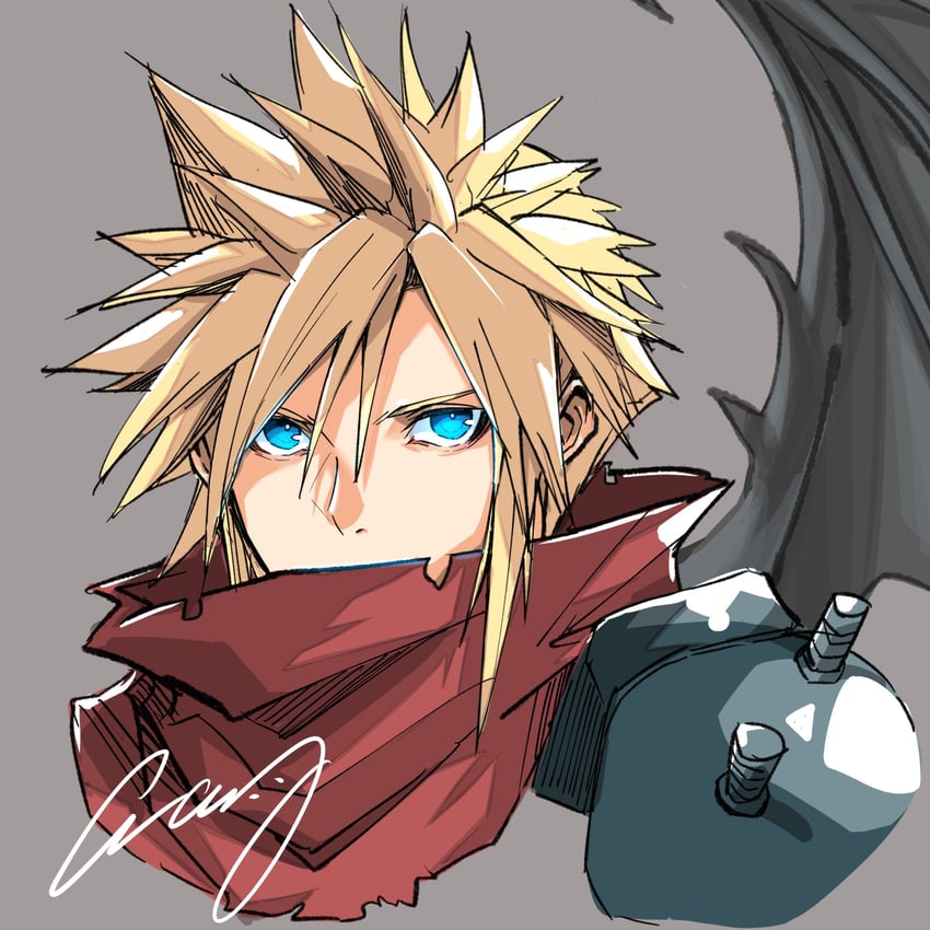 cloud strife (final fantasy and 2 more) drawn by crazy02oekaki