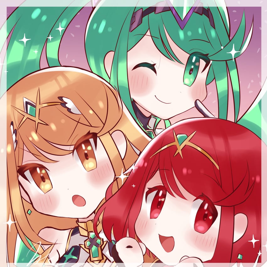 pyra, mythra, and pneuma (xenoblade chronicles and 1 more) drawn by kyosuke1413koba
