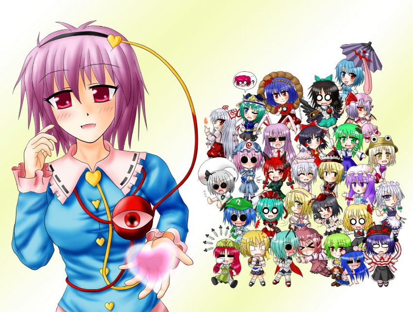 hakurei reimu, remilia scarlet, izayoi sakuya, kochiya sanae, konpaku youmu, and 26 more (touhou) drawn by yani_tama