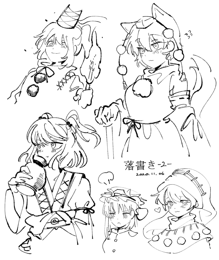 inubashiri momiji, mononobe no futo, shiki eiki, onozuka komachi, and doremy sweet (touhou) drawn by rbfnrbf_(mandarin)