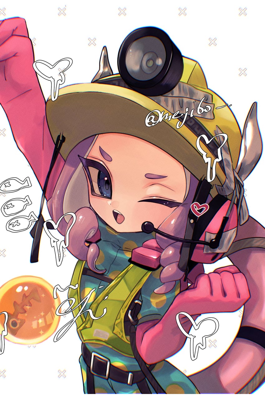 octoling player character and octoling girl (splatoon and 1 more) drawn by frisk_kunn