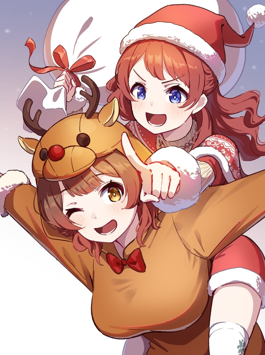 hanami ume and hanami saki (idolmaster and 1 more) drawn by hyoe_(hachiechi)