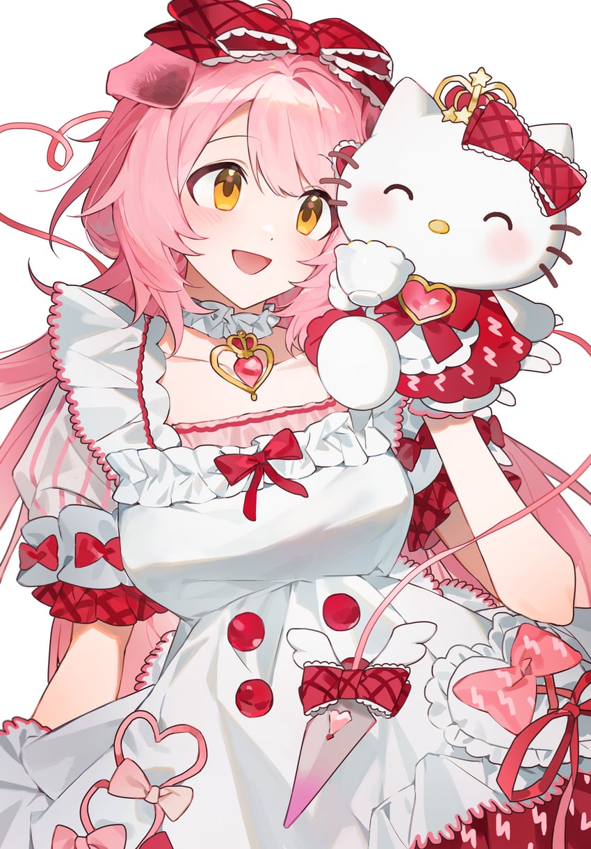 goldenglow and hello kitty (arknights and 2 more) drawn by nanagom