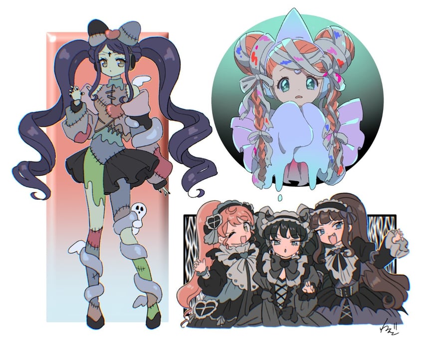 kurosu aroma, shiratama mikan, gaaruru, garara s leep, and pororo (pretty series and 3 more) drawn by rituyama1