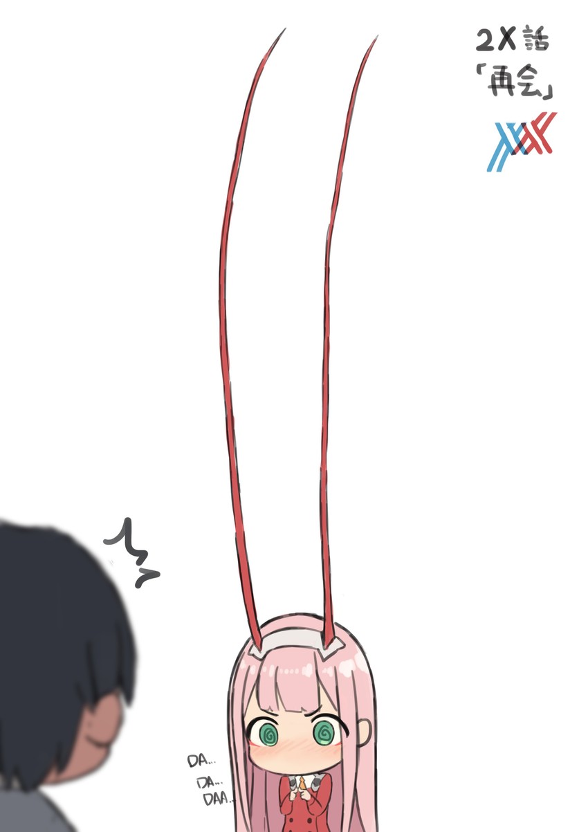 zero two and hiro (darling in the franxx) drawn by cloba