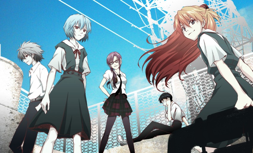 souryuu asuka langley, ayanami rei, ikari shinji, nagisa kaworu, and makinami mari illustrious (neon genesis evangelion and 2 more) drawn by wacchi30