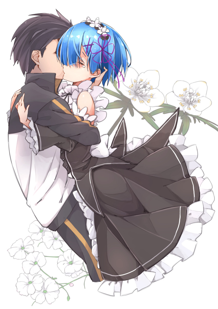 rem and natsuki subaru (re:zero kara hajimeru isekai seikatsu) drawn by musa_(feelingheart)