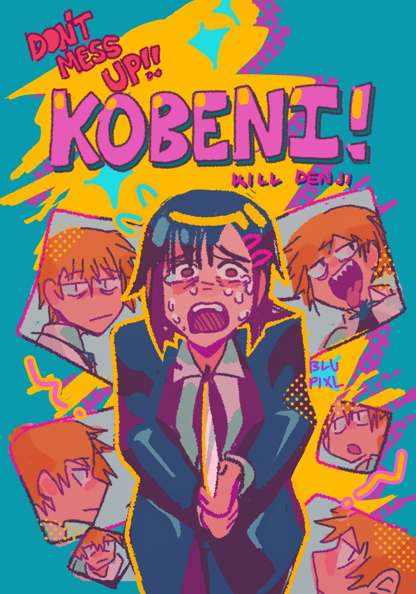 denji and higashiyama kobeni (chainsaw man and 1 more) drawn by blupixl