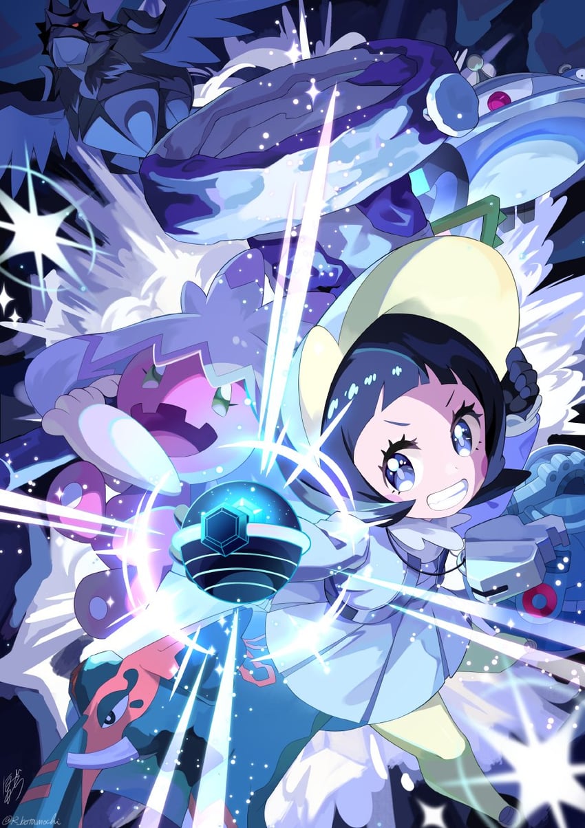 poppy, tinkaton, corviknight, magnezone, bronzong, and 1 more (pokemon and 1 more) drawn by botamochi_(exwelder)