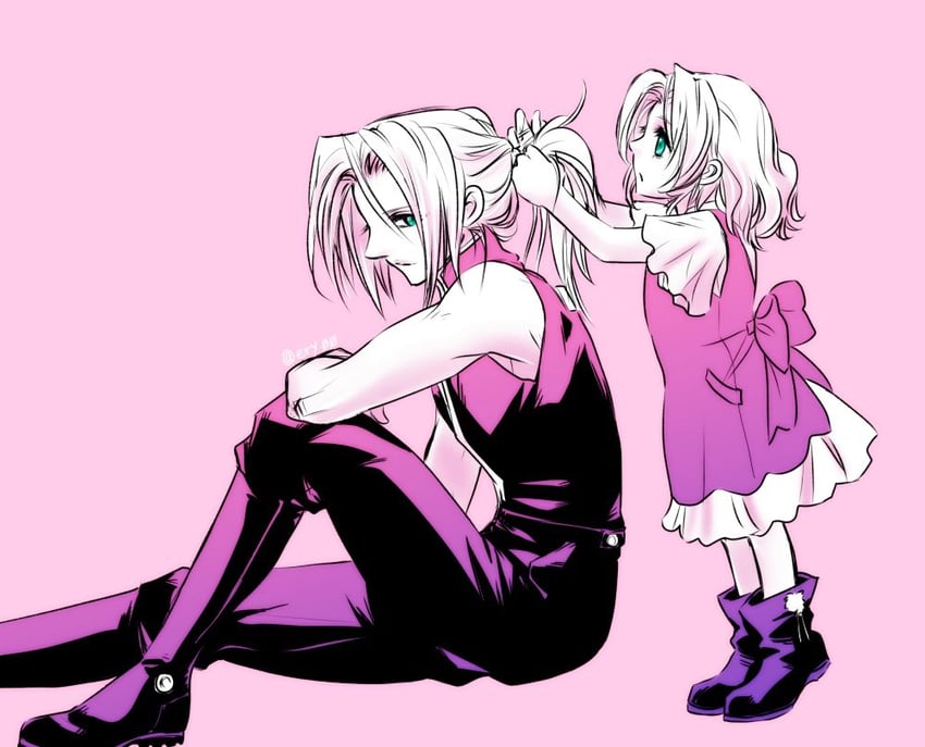 aerith gainsborough and sephiroth (final fantasy and 1 more) drawn by aiz00
