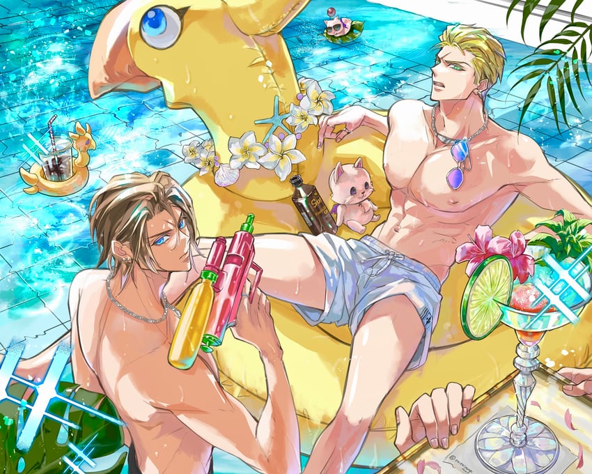 moogle, squall leonhart, and seifer almasy (final fantasy and 1 more) drawn by eni_(yoyogieni)