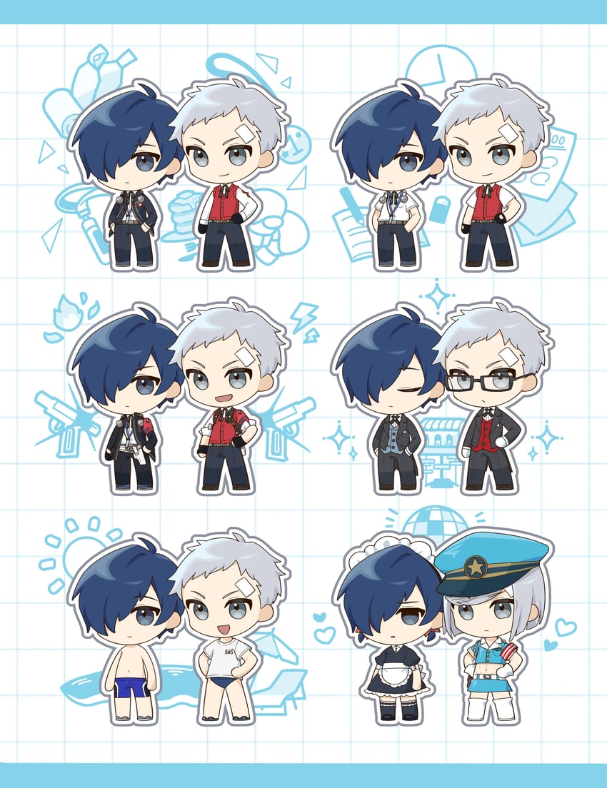 yuuki makoto and sanada akihiko (persona and 4 more) drawn by po_su_su