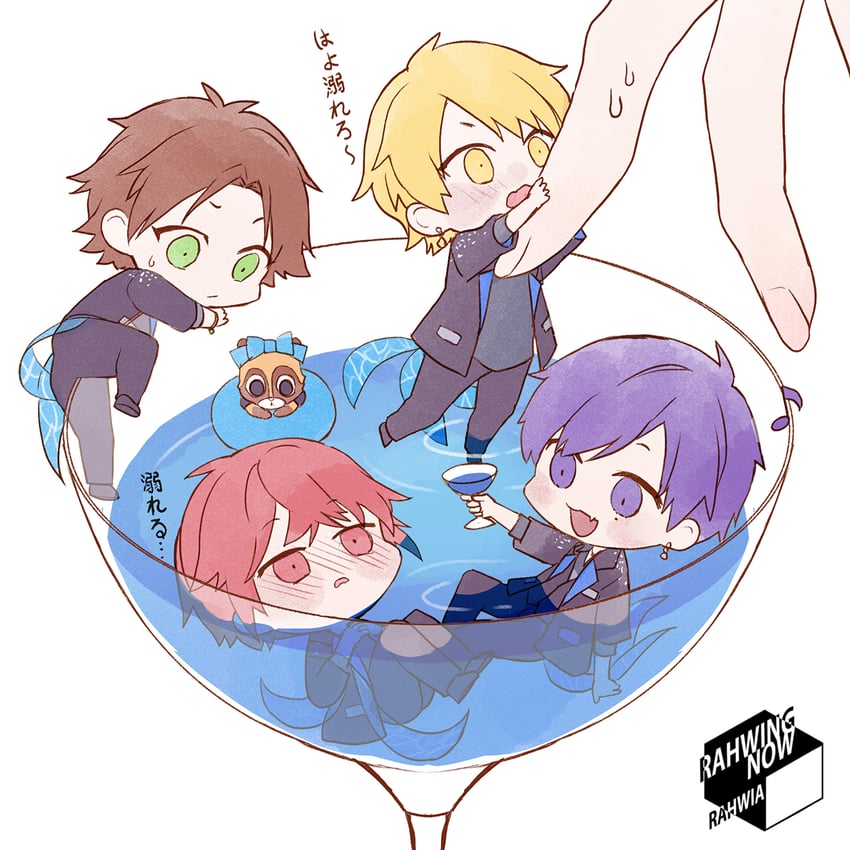 aho no sakata, uratanuki, senra, shima, and yamadanuki (urashimasakatasen) drawn by rahwia