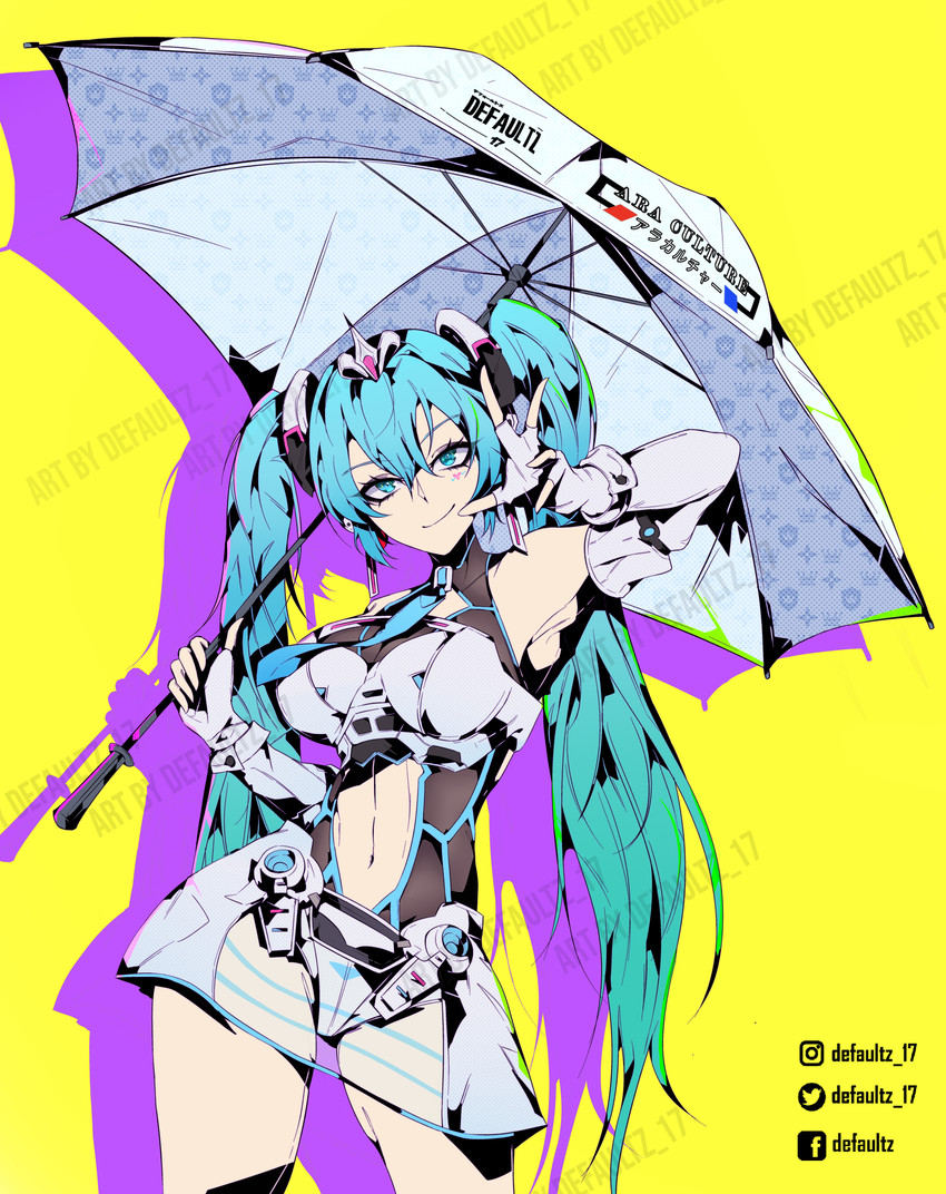 hatsune miku and racing miku (vocaloid and 1 more) drawn by defaultz