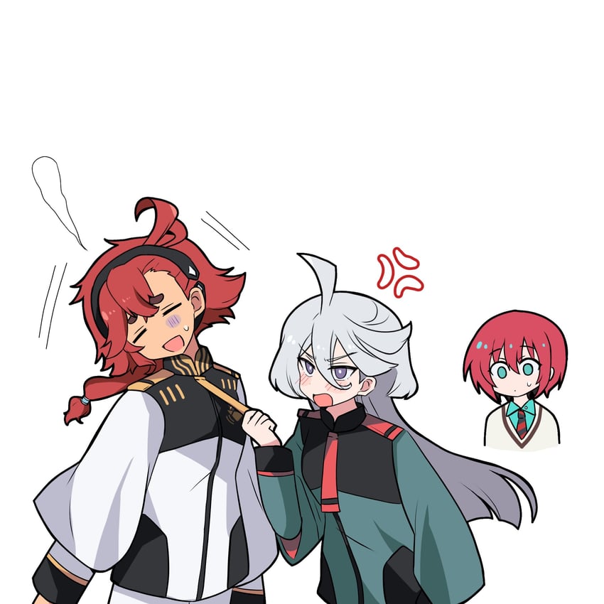suletta mercury, miorine rembran, and amate yuzuriha (gundam and 2 more) drawn by lemoontya