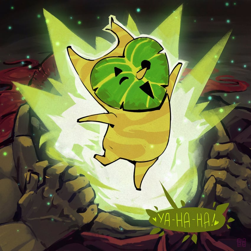 ganondorf and korok (the legend of zelda and 1 more) drawn by frongfriend