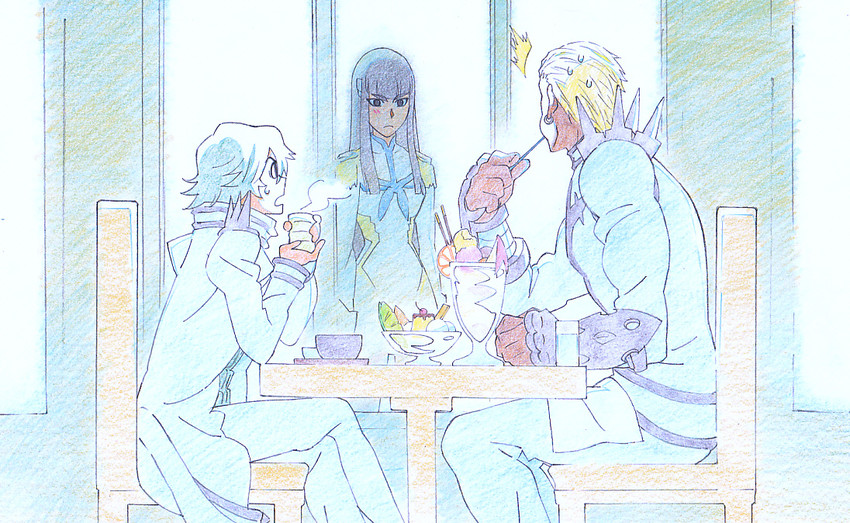 kiryuuin satsuki, junketsu, gamagoori ira, and sanageyama uzu (kill la kill) drawn by gmgor