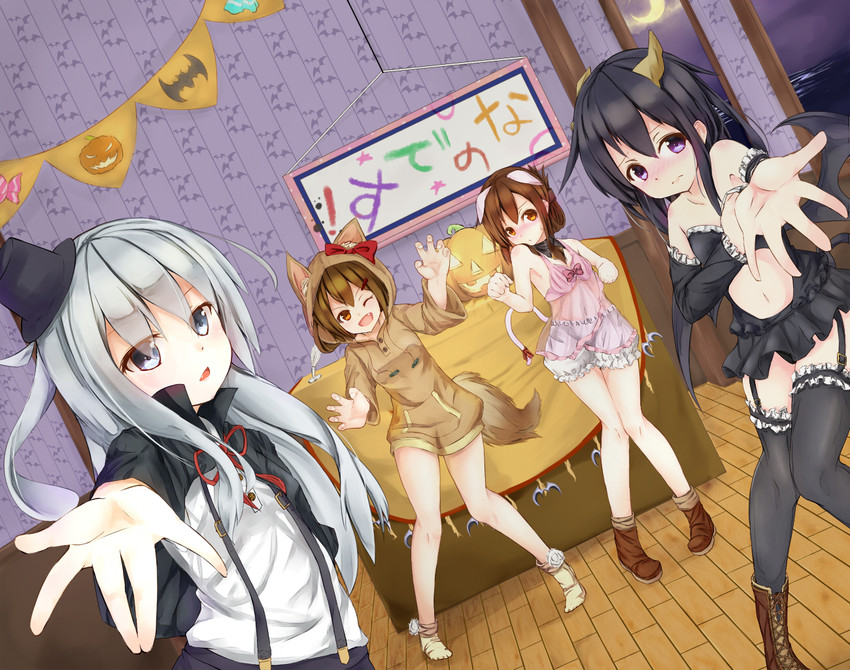 hibiki, inazuma, ikazuchi, and akatsuki (kantai collection) drawn by issun_boushi_(taku37taku)