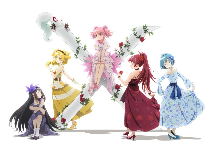akemi homura, kaname madoka, miki sayaka, sakura kyoko, tomoe mami, and 1 more (mahou shoujo madoka magica) drawn by taniguchi_jun'ichirou