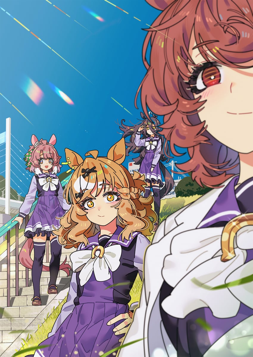 agnes tachyon, manhattan cafe, jungle pocket, and dantsu flame (umamusume) drawn by sarcophage