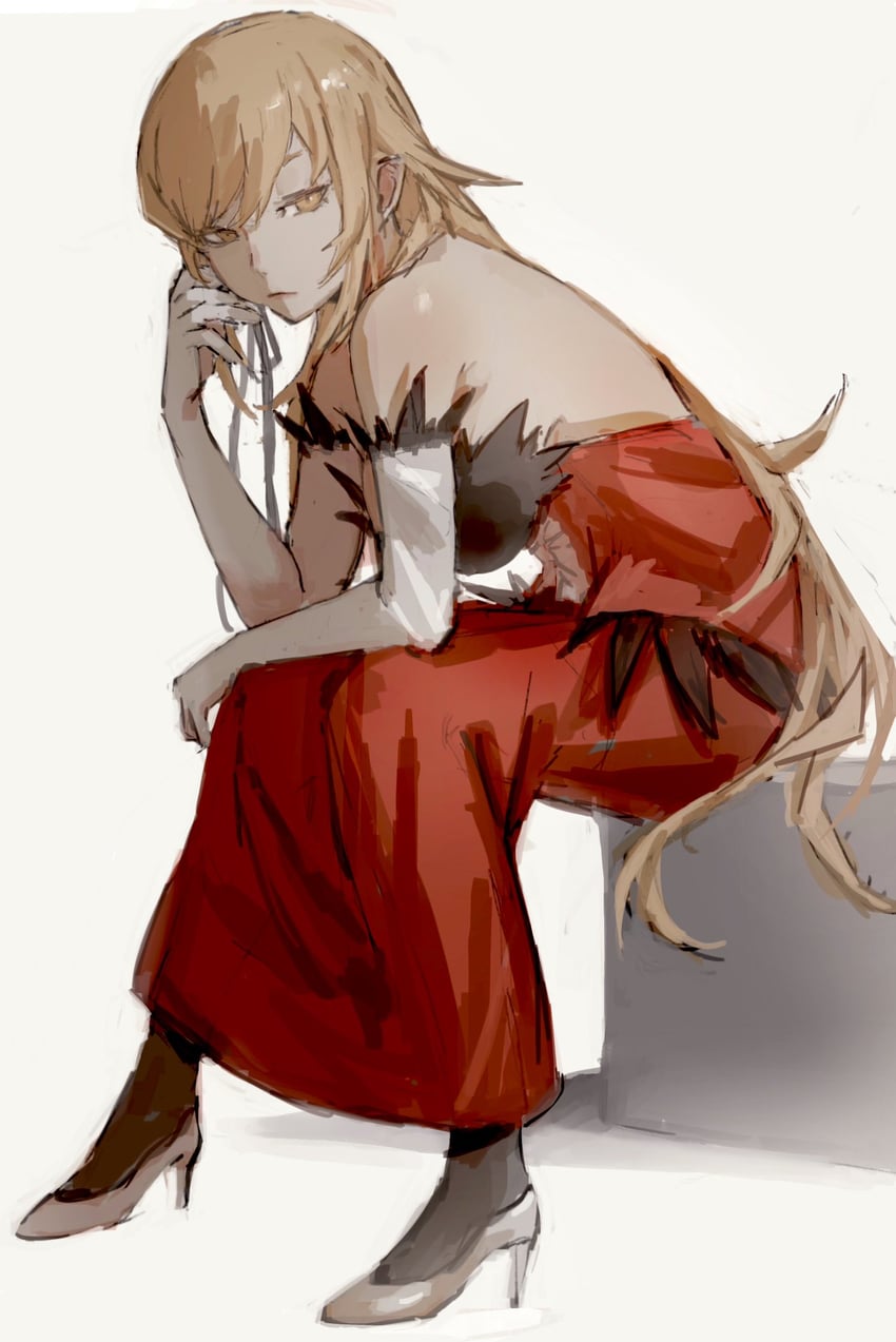 oshino shinobu and kiss-shot acerola-orion heart-under-blade (monogatari and 1 more) drawn by taki_(a313131333)