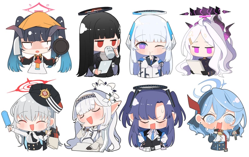 yuuka, hina, rio, noa, ako, and 3 more (blue archive) drawn by hinagi_(fox_priest)