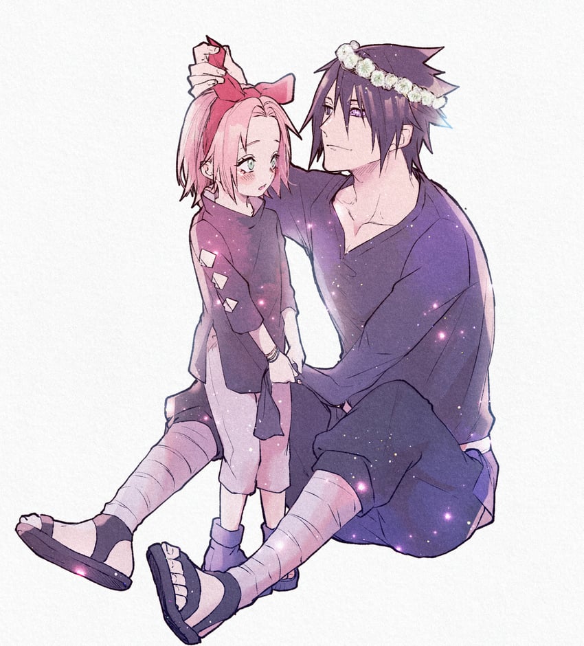 haruno sakura and uchiha sasuke (naruto and 2 more) drawn by suzu_(tg_390)