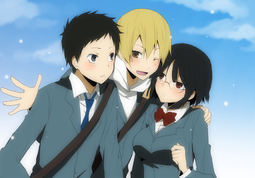 sonohara anri, ryuugamine mikado, and kida masaomi (durarara!!) drawn by kurot
