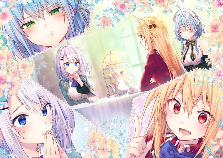 terakomari gandezblood, villhaze, and sakuna memoire (hikikomari kyuuketsuki no monmon) drawn by riichu