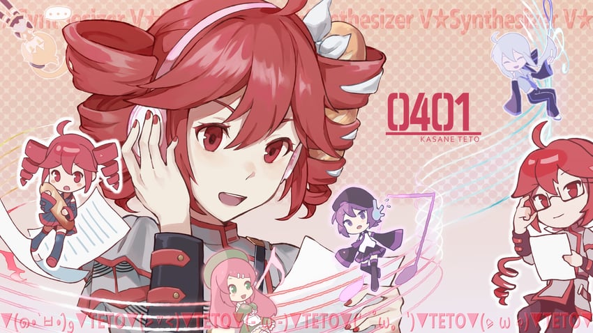kasane teto, yowane haku, akita neru, utane uta, and kasane ted (vocaloid and 3 more) drawn by ririansaguru