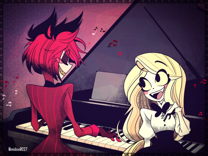 charlie morningstar and alastor (hazbin hotel) drawn by yu_tang