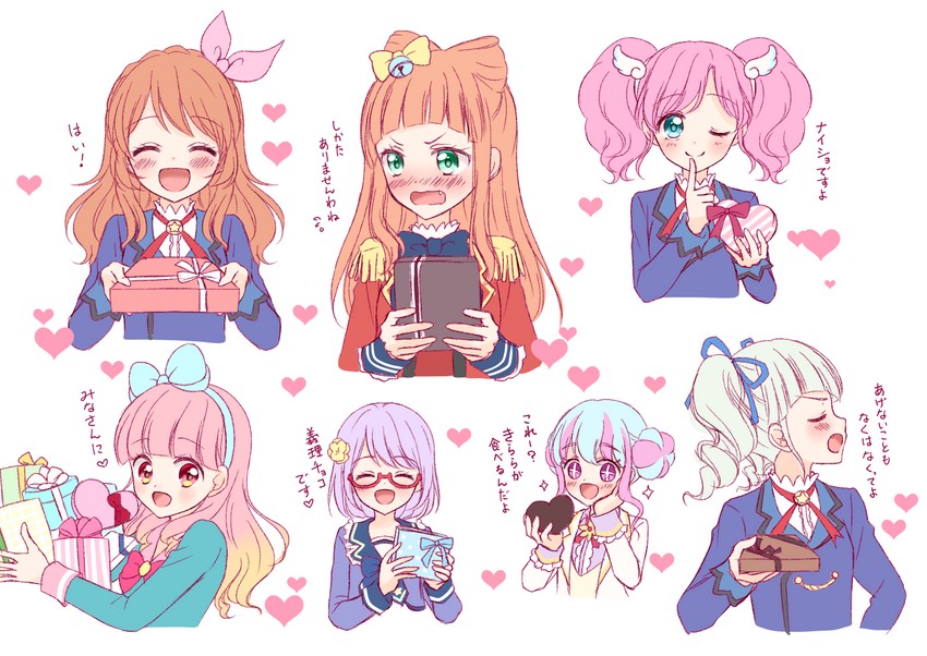 todo yurika, ozora akari, yuki aine, amahane madoka, saotome ako, and 2 more (aikatsu! and 3 more) drawn by tiramisu651