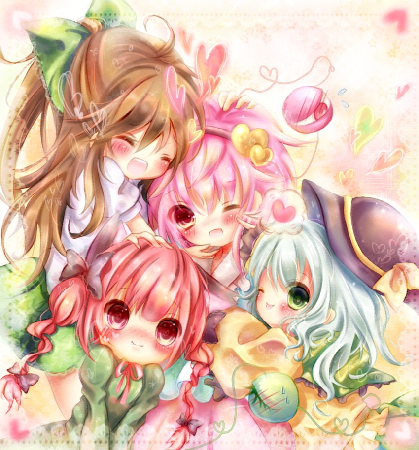 komeiji koishi, komeiji satori, kaenbyou rin, and reiuji utsuho (touhou) drawn by momoon_karin