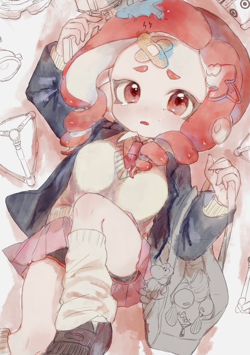 octoling player character, octoling girl, yoshi, and smallfry (splatoon and 2 more) drawn by imoyamaimo